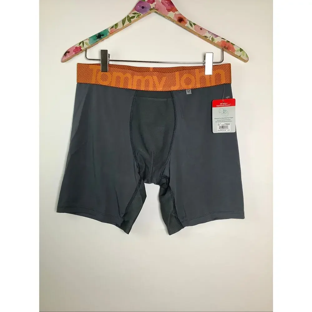 Tommy John Men's Medium Gray Orange 360 Sport Hammock Pouch Boxer Brief C4-9